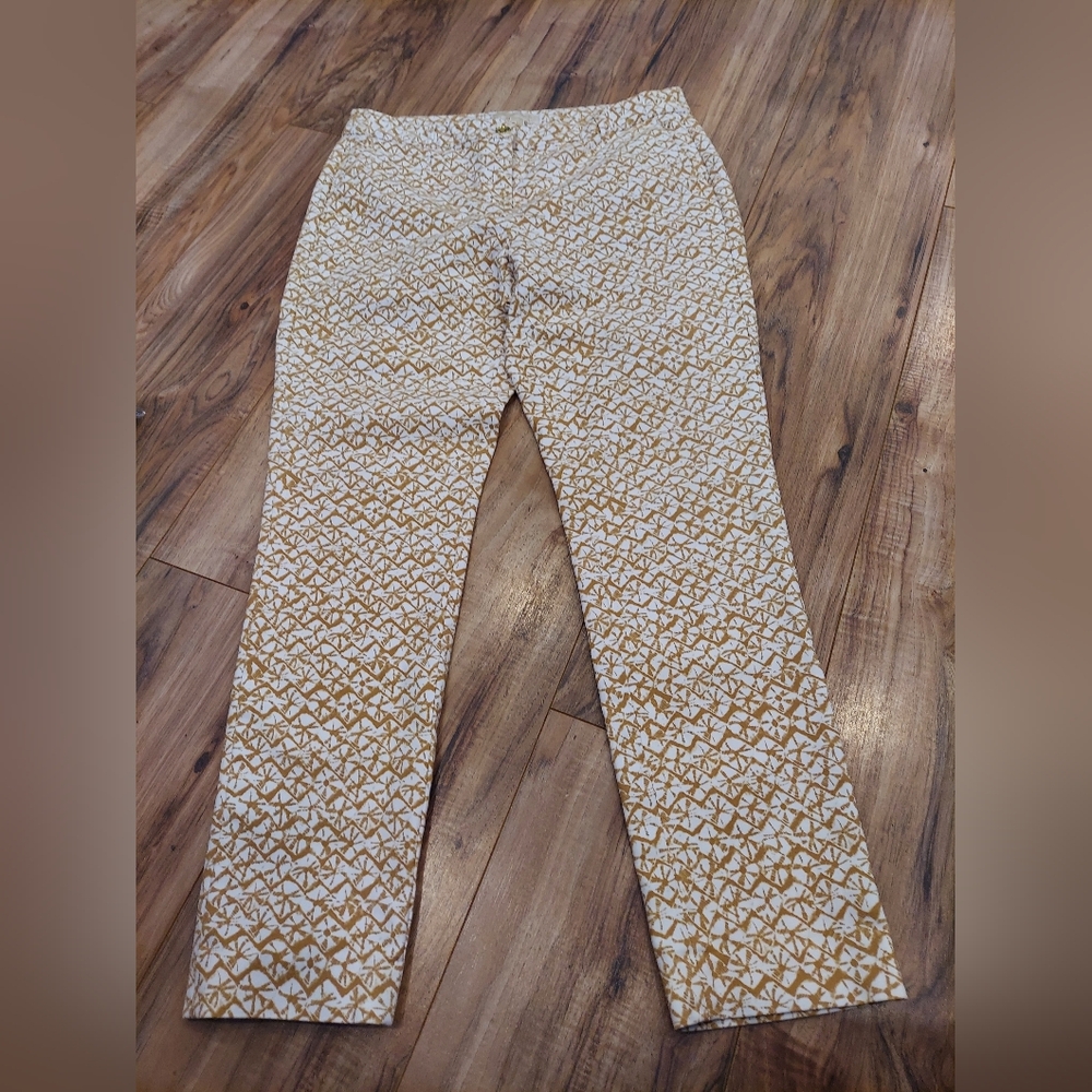 MICHAEL Michael Kors White and Tan Patterned Pants